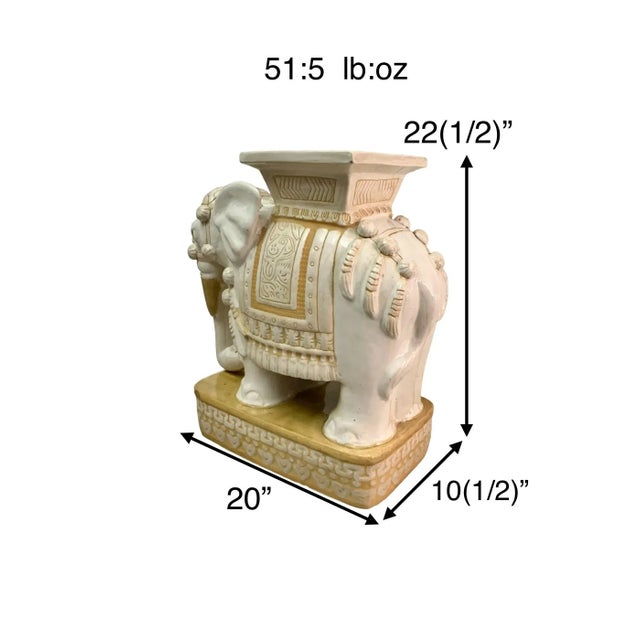 Mid-Century Modern Mid-Century Modern Chinoiserie White Ceramic Elephant Garden Stool, Plant Stand, 23"h For Sale - Image 3 of 9