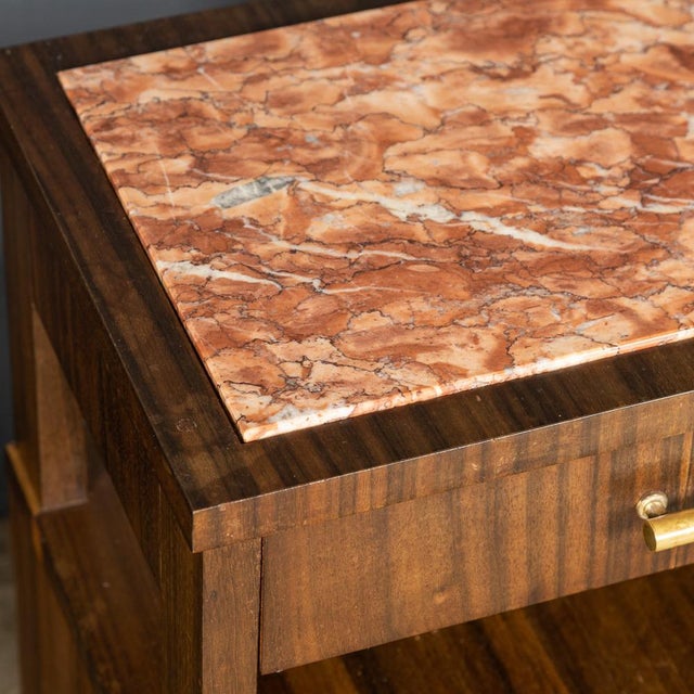 20th Century Italian Kingwood & Marble Bedside Cabinets, 1950s, Set of 2 For Sale - Image 16 of 18