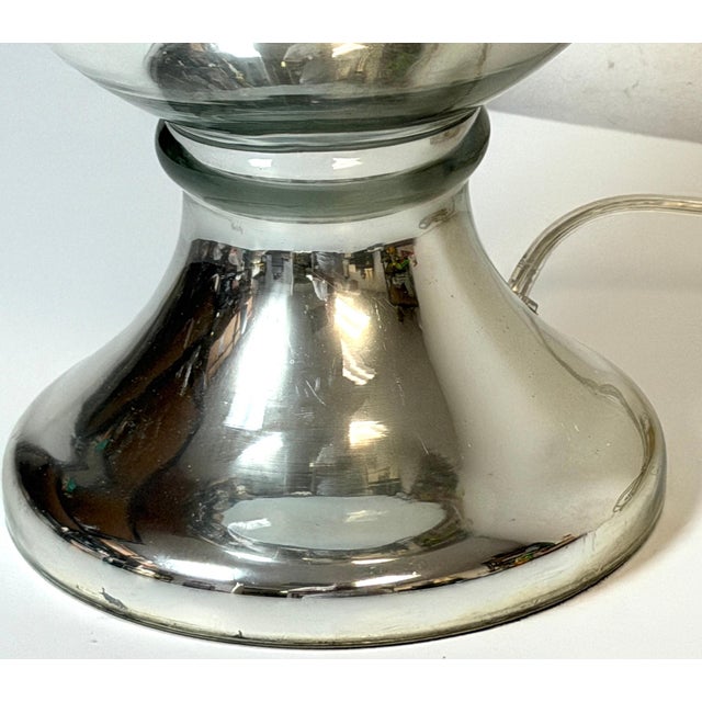 1970s Large Mid-Century Silvered Mercury Glass Baluster Table Lamp For Sale - Image 12 of 12