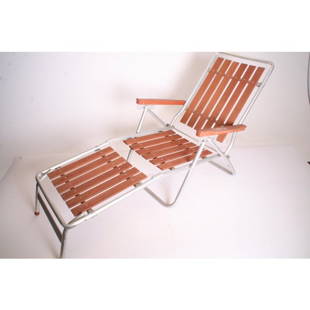 Mid Century Redwood Aluminum Folding Chaise Lounge Chair Chairish