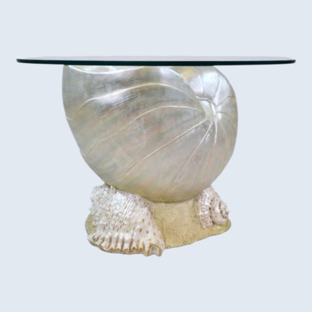 Mid-Century Modern 1970s Monumental Nautilus Shell Coffee or Side Table For Sale - Image 3 of 7
