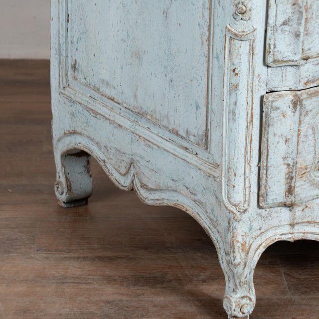 19th Century Swedish Rococo Three-Drawer Chest in Blue Painted Finish For Sale - Image 12 of 16