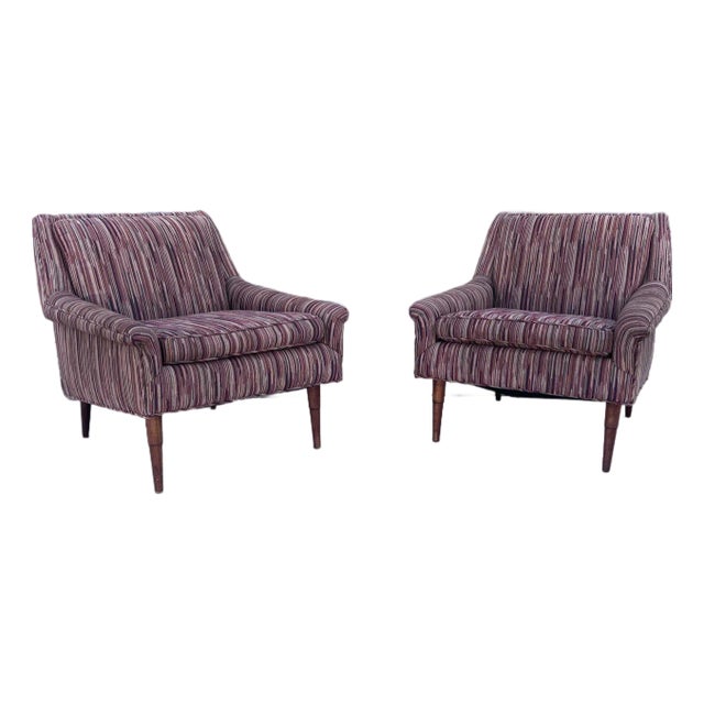 1960s Mid Century Walnut Lounge Chairs For Sale