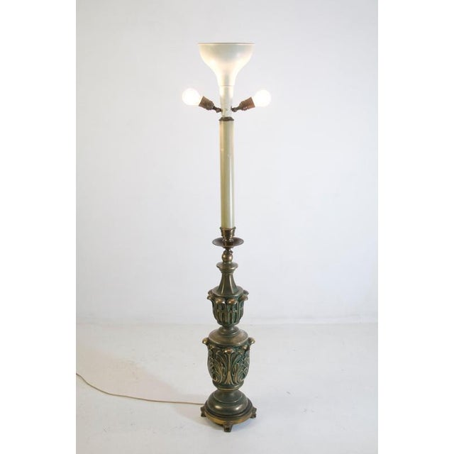 Gold Art Deco Italian Green and Gold Floor Lamp in Bronze and Ceramic, 1930s For Sale - Image 8 of 9