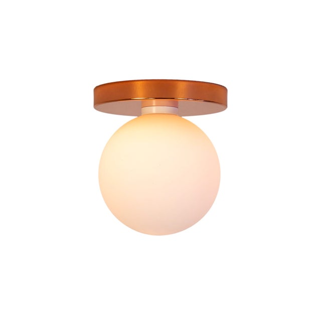 Globe Flush Mount Copper, 5 Inch Glass Globe, by Research.Lighting, Modern, Minimal For Sale In New York - Image 6 of 6