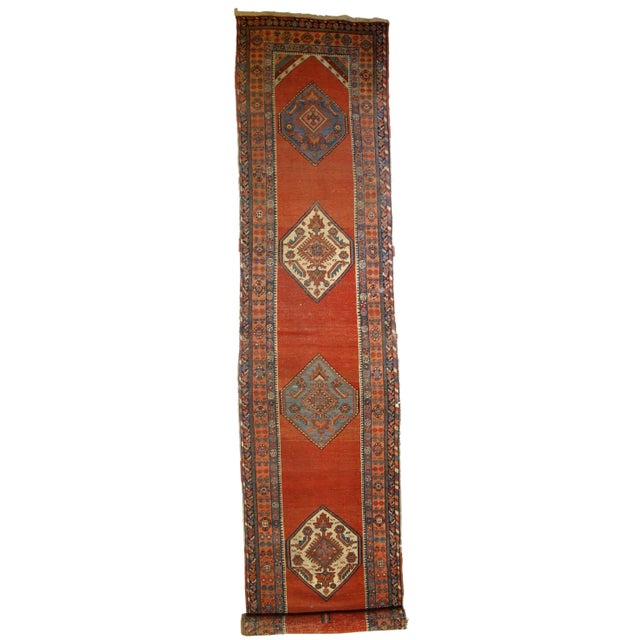 Antique Persian Bakshayesh Long Rug For Sale - Image 4 of 4