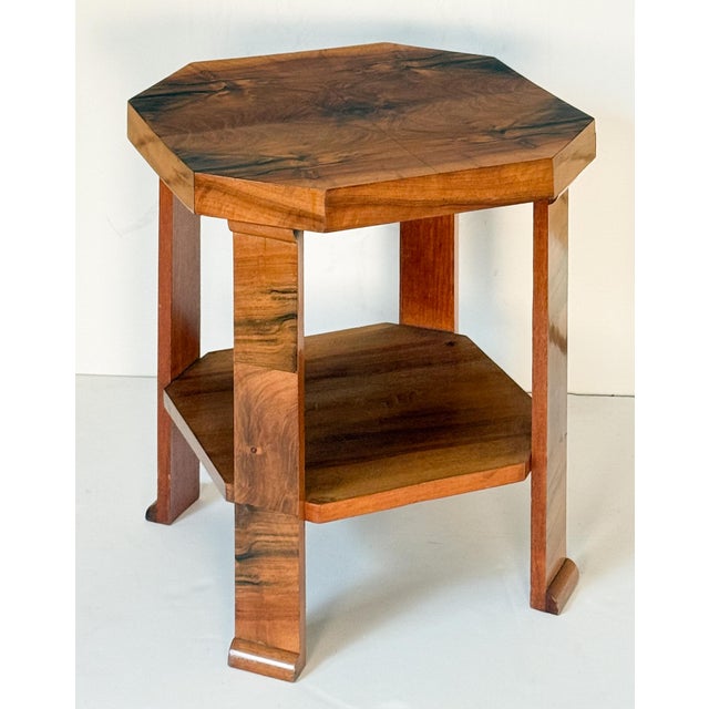 Art Deco Octagonal Side Table With Burr Walnut Veneer From England For Sale - Image 4 of 7