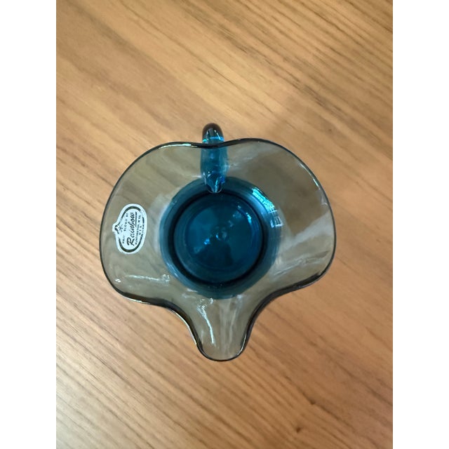 Mid 20th Century Rainbow Art Glass Hand-Blown Cerulean Blue Mini Pitcher / Creamer — Huntington, Wv, C. 1954–1973 For Sale - Image 5 of 6