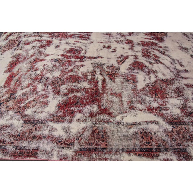 Textile Vintage Distressed100% Wool Rug For Sale - Image 7 of 8