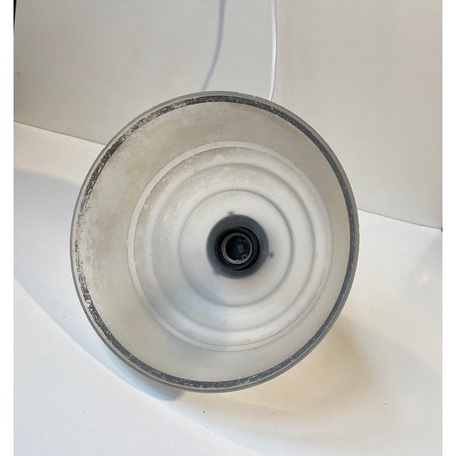 Art Deco Scandinavian Brass & Frosted Glass Pendant Lamp, 1930s For Sale - Image 6 of 10