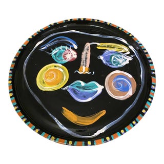 Vintage Modernist Fruit Face Platter After Picasso For Sale