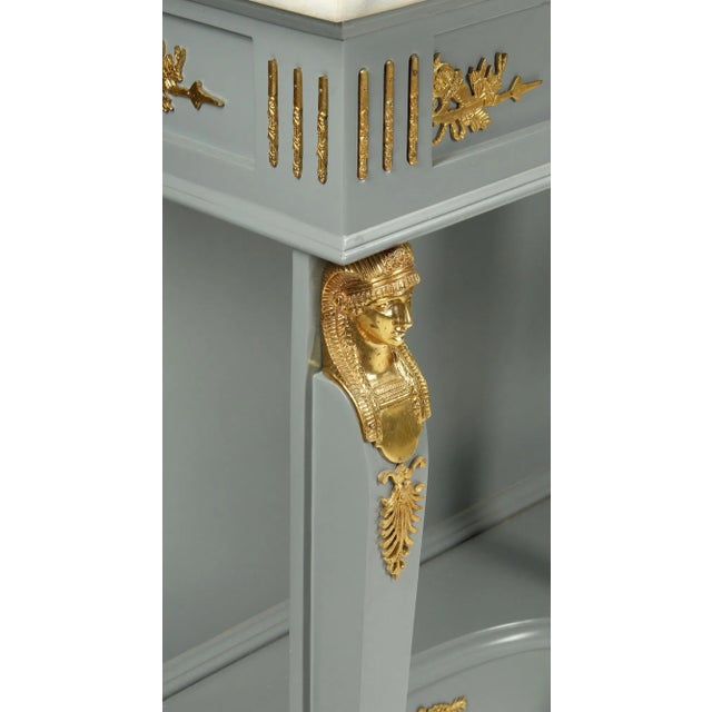 Late 20th Century A Pair of Empire Revival Consoles With Gilded Sphinxes and Marble Tops For Sale - Image 5 of 17