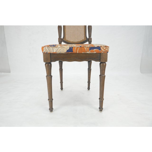 Set of 4 Bright floral Upholstery Cane Backs Turned Oak Legs Dining Chairs MINT! For Sale - Image 6 of 15