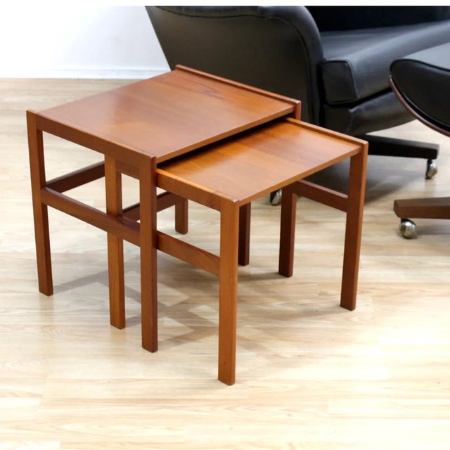 Wood 1960s Mid Century Set of Nesting Side Tables For Sale - Image 7 of 7