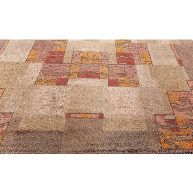 Taupe Doris Leslie Blau Vintage French Art Deco Rug For Sale - Image 8 of 9