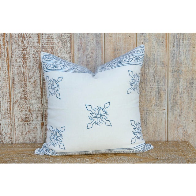 White Citlalee Aztec Block Print Pillow For Sale - Image 9 of 9