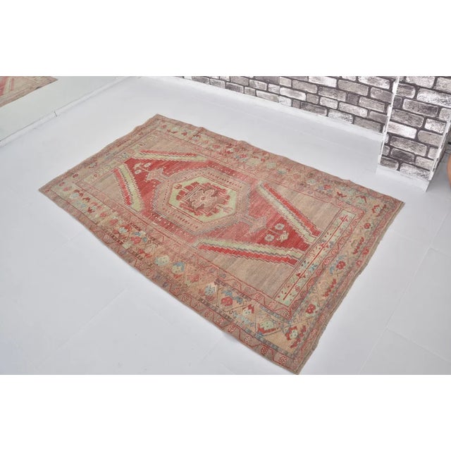 1950s Low Pile Distressed Wool Rug For Sale - Image 10 of 10