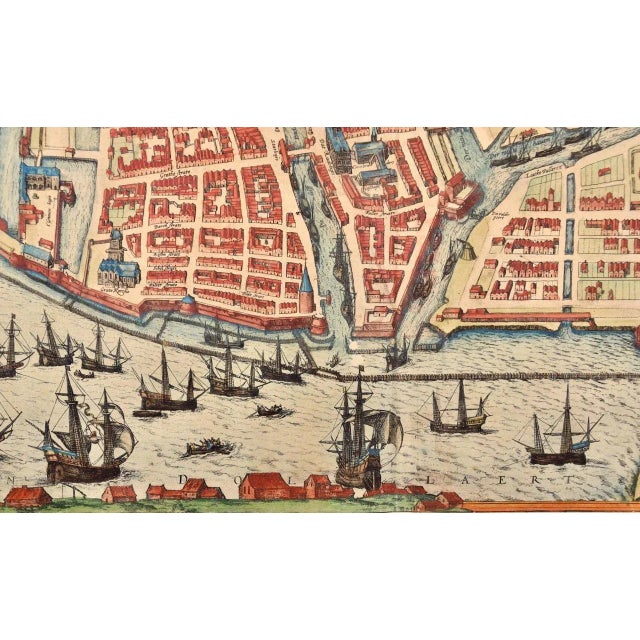 Emden, Germany: A 16th Century Hand-Colored Map by Braun & Hogenberg, 1575 For Sale In San Francisco - Image 6 of 7