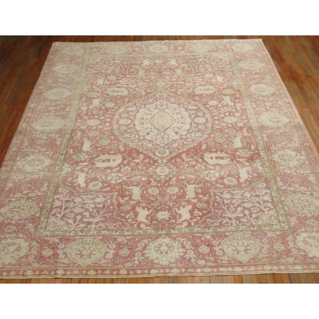 Early 20th Century Early 20th Century Lavender Rose Turkish Pictorial Rug - 9'11" x 12'10" For Sale - Image 5 of 12