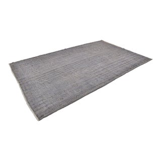 Vintage Distressed Turkish Oushak Rug in Slate Gray, Ash & Muted Indigo For Sale