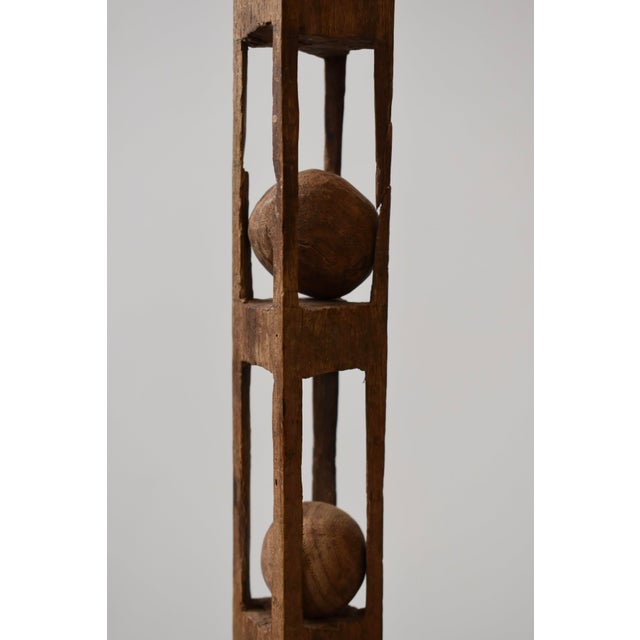 1930s Vintage Folk Art Carved Wood Double Ball-in-Cage Whimsy, Circa 1930s For Sale - Image 5 of 12