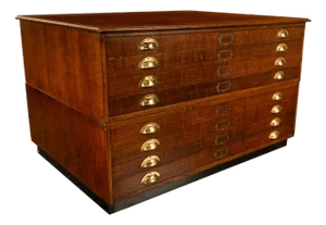 Antique Oak 8 Drawer Filing Print Architect's Blueprint Cabinet Flat File 1900