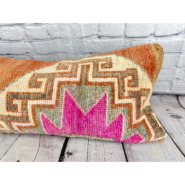 Turkish 14 x 35 Lumbar Rug Pillow Luxe Corner Turkish Pillow Cushion Cover For Sale - Image 3 of 4