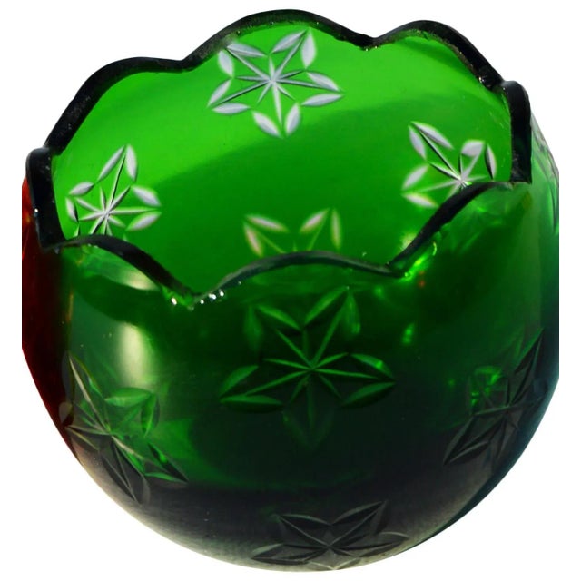 Art Deco Mid 20th Century Cut-Glass Candleholders, S/2 For Sale - Image 3 of 4