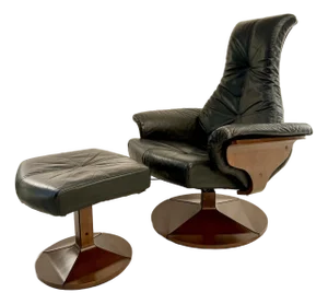 1970's Westnofa Norwegian Modern Reclining Lounge Chair and Ottoman