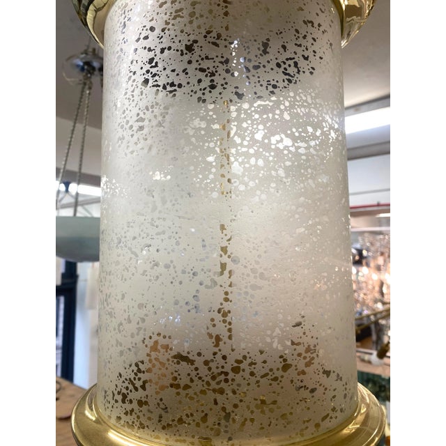 Italian 1950s Brass Lantern With Acid Etched Blown Glass Shade For Sale - Image 11 of 12