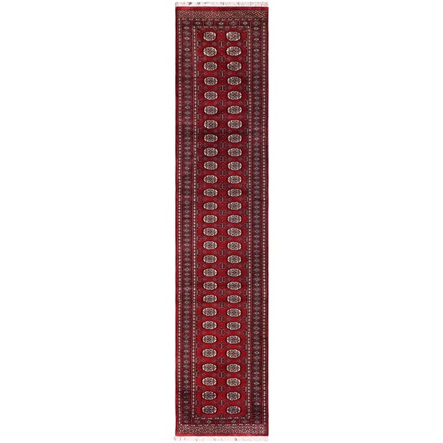 Tribal Bokhara Red/Beige Hand Knotted Wool Rug Runner For Sale - Image 9 of 9