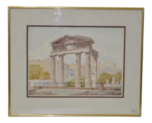John Applegate "Athenian Ruin" Watercolor c.1950s