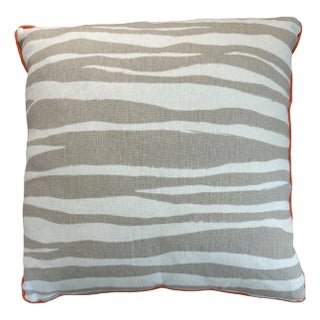 Schumacher Zebra Pillow With Orange Contrast Welt For Sale