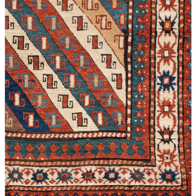Antique Circa 1880 Red Caucasian Kazak Hand Knotted Rug 4ft 8in X 7ft 5in For Sale - Image 9 of 9