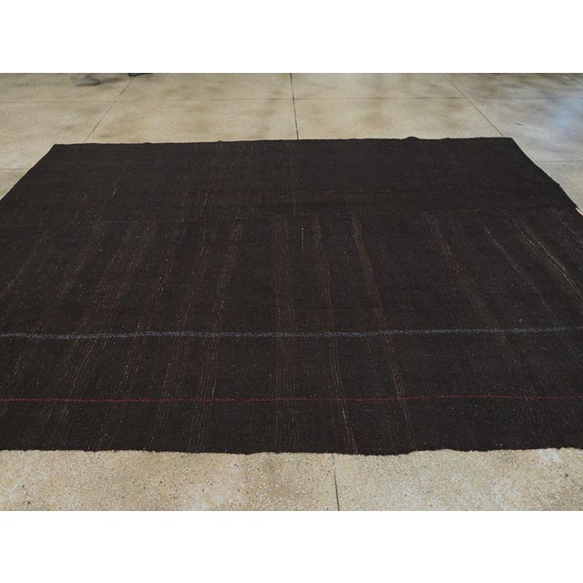 Galerie Shabab Collection Mid-20th Century Turkish Tribal Kilim Room Size Carpet in Dark Brown and Black For Sale In New York - Image 6 of 9
