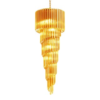 Contemporary Amber “Quadriedro” Murano Glass Twister Chandelier in Venini Style For Sale