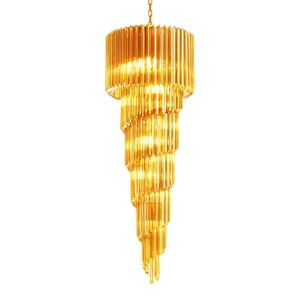 Contemporary Amber “Quadriedro” Murano Glass Twister Chandelier in Venini Style