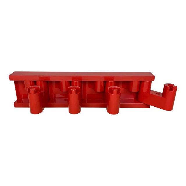 Red Plastic Minivip Wall Coat Rack by Benanti & Brunori for Velca, Italy, 1970 For Sale