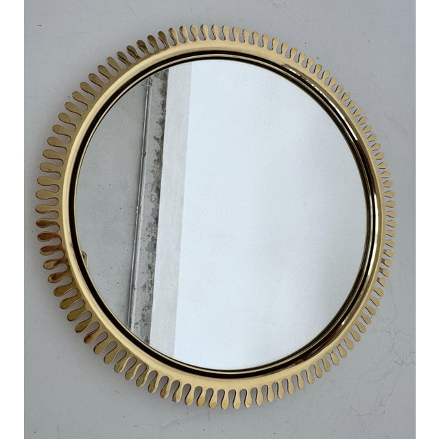 Mid-Century Wall Mirror in Brass by Vereinigte Werkstätten, 1970s For Sale - Image 6 of 13