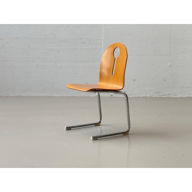 Stackable Cantilever Chairs in Beech and Chrome, 1990s For Sale - Image 4 of 17