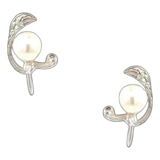 Late 20th Century Mikimoto Estate Akoya Pearl Clip-On Earrings Sterling Silver 6.19 MM, A Pair For Sale