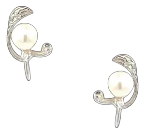 Late 20th Century Mikimoto Estate Akoya Pearl Clip-On Earrings Sterling Silver 6.19 MM, A Pair