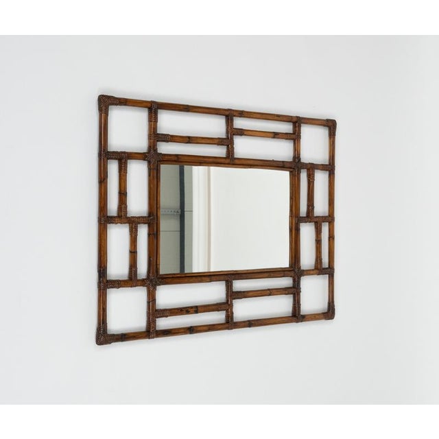 Wood Mid-Century Modern Rectangular Mirror in Rattan and Bamboo, 1970s For Sale - Image 7 of 13