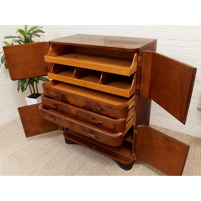 Early 20th Century Early 20th Century Art Deco Highboy by Empire Furniture Rockford, Illinois, Attributed For Sale - Image 5 of 12