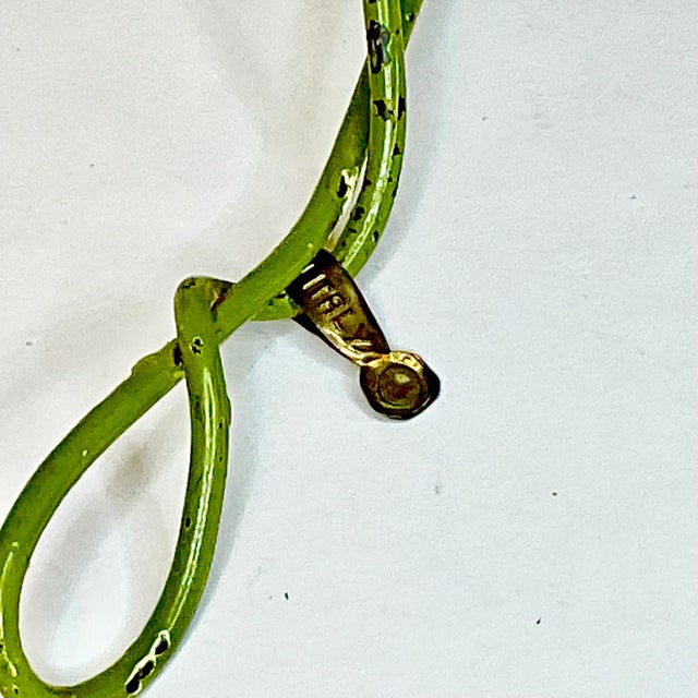 Hollywood Regency 1960s Vintage Italian Hand Painted Tole Metal Floral Candle Snuffer For Sale - Image 3 of 9