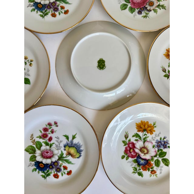 Ceramic Set of 7 Mid-Century JKW Bavaria Fine Porcelain Floral Plates Made in Western Germany For Sale - Image 7 of 8