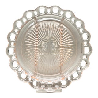 Vintage Pink Anchor Hocking Depression Glass “Old Colony” 3 Part Divided Relish Dish Platter For Sale