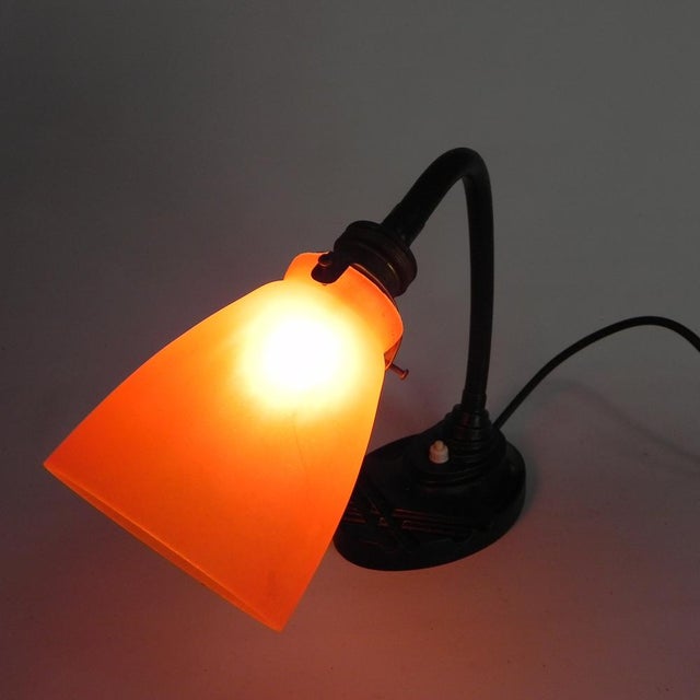 Desk Lamp with Orange Glass Shade from Erpe, 1930s For Sale - Image 9 of 17