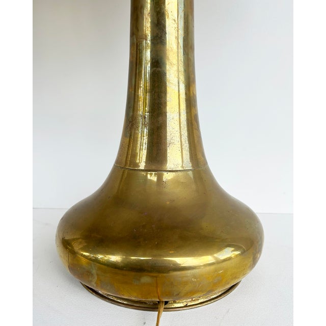 1960s Gabriella Crespi Brass Lamps, Resin "Tobacco Leaf" Shades - a Pair For Sale - Image 12 of 15