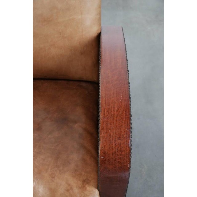 Brown Art Deco Armchair in Cowhide Leather For Sale - Image 8 of 18